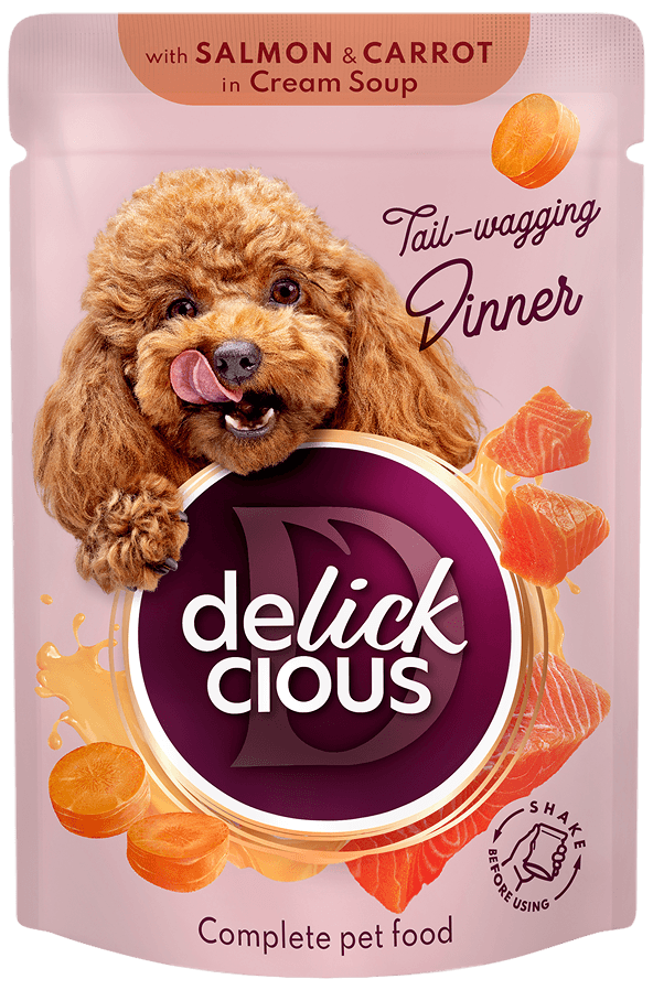 Strips with salmon & carrot in cream soup